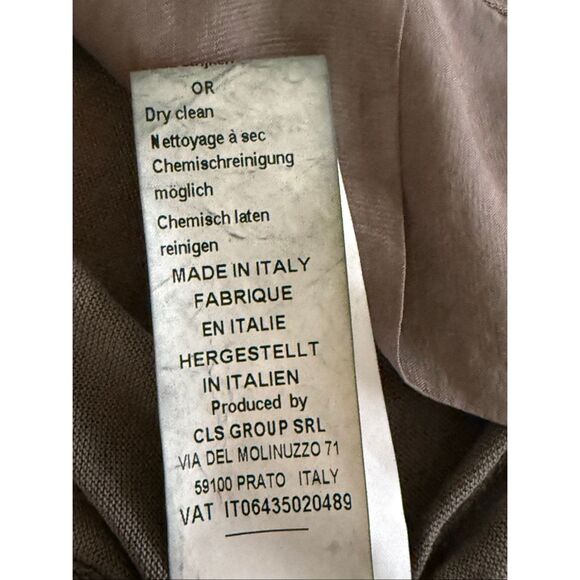 Piazza del Tempio Made in Italy Silk Blend Ruffle Hem Cardigan – Taupe, Size M - Picture 8 of 11